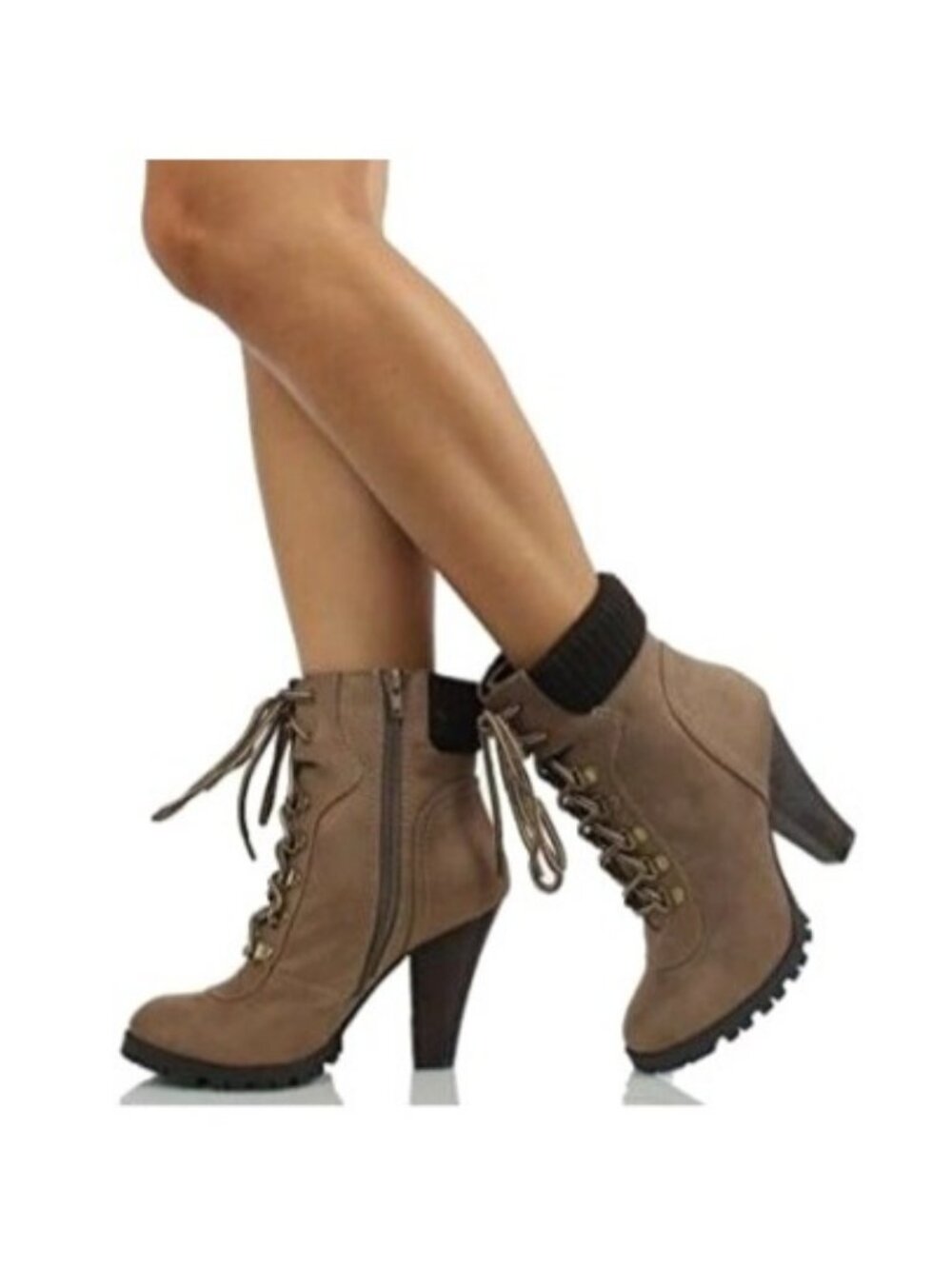 Soda Rouge Faux Suede Heeled Combat Work Boot 10 Booties Workcore Y2K Lug Sole